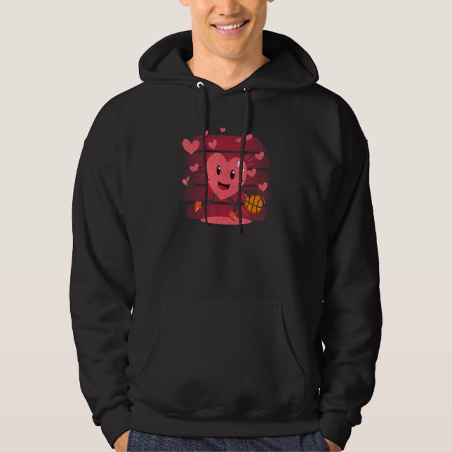 Valentines Day Heart Dunking Basketball Player Coa Hoodie (Vorderseite)