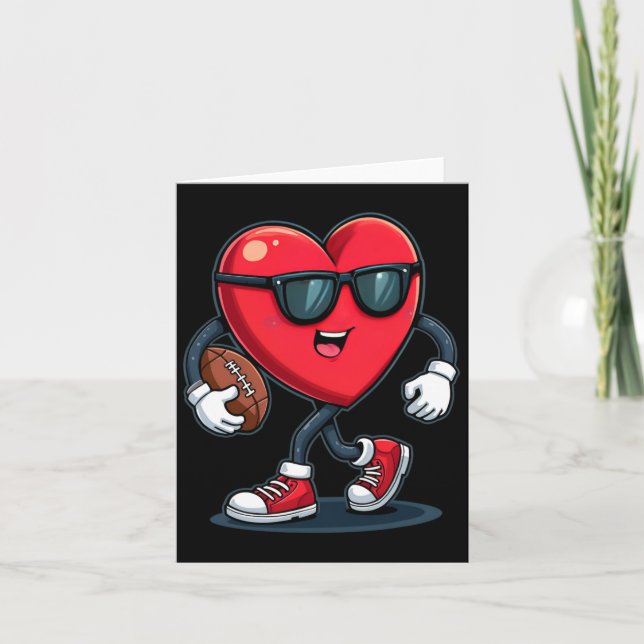 Valentine's Day Heart Football Boys Girls Kinder S Karte (Vorderseite)