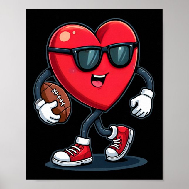 Valentine's Day Heart Football Boys Girls Kinder S Poster (Vorne)