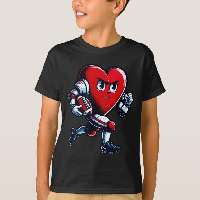Valentines Day Heart Football Player Team Srts  T-Shirt (Vorderseite)