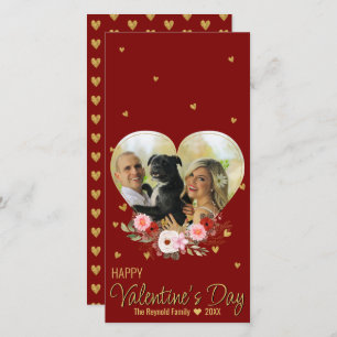 Valentine's Day Heart Foto Gold Glitzer Heart Red