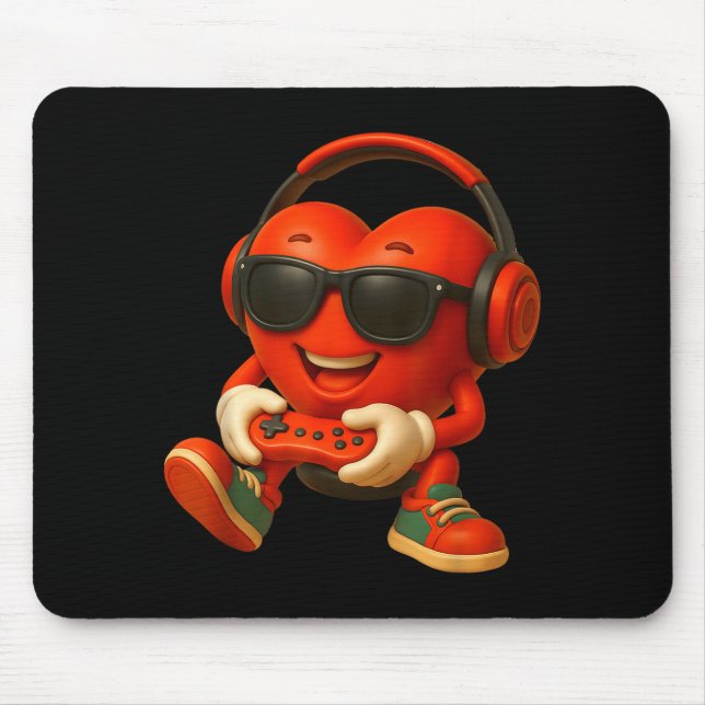 Valentines Day Heart Gamer Video Gaming Boys Men K Mousepad (Vorne)