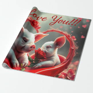 Valentine's Day Heart Hug - Pig Geschenkpapier