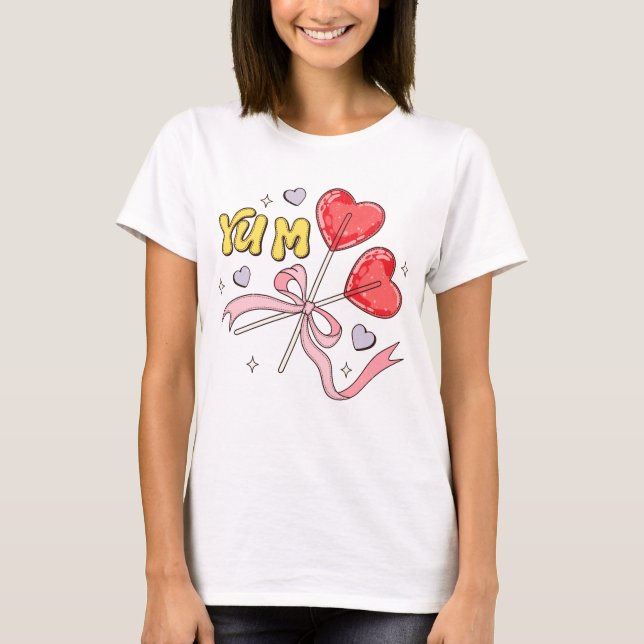Valentine's Day Heart Lollipop T-Shirt (Vorderseite)