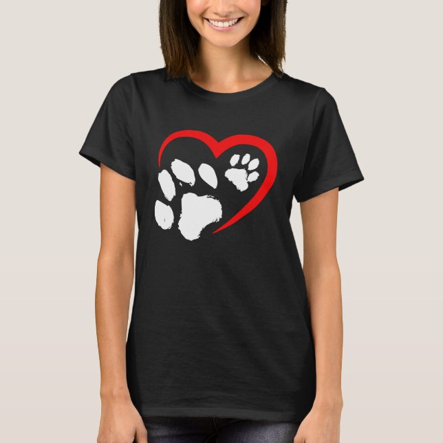 Valentines Day Heart Paws Funny Cat Dog Lover Adul T-Shirt (Vorderseite)
