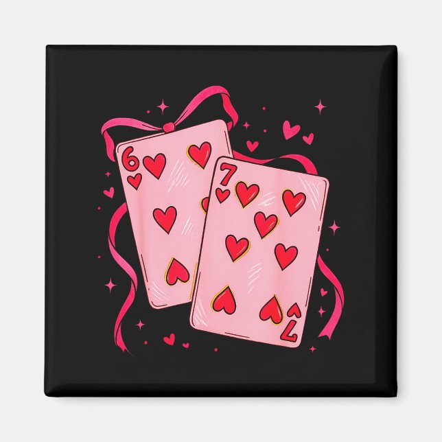 Valentines Day Heart Playing Cards In Love Funny 6 Magnet (Vorne)