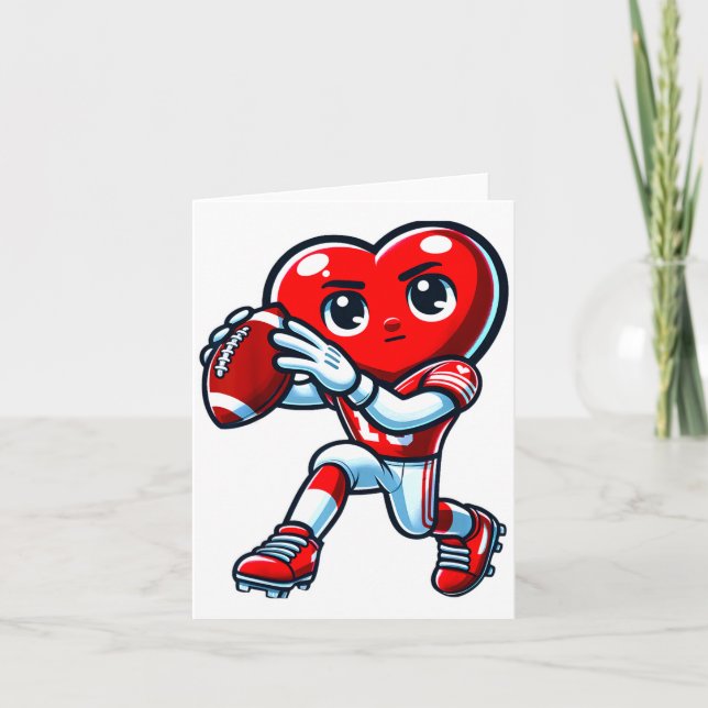 Valentines Day Heart Quarterback Football Srts  Karte (Vorderseite)