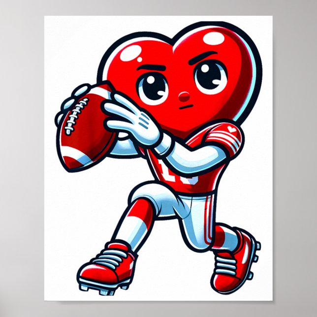 Valentines Day Heart Quarterback Football Srts  Poster (Vorne)