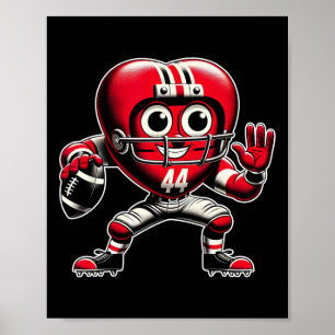 Valentine's Day Heart Retro Football Quarterck Poster