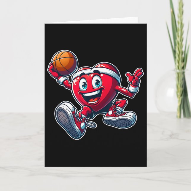 Valentine's Day Heart Sketll Player Team Sports  Karte (Vorderseite)