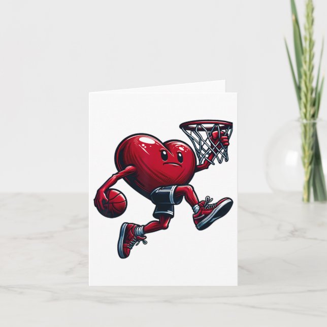 Valentine's Day Heart Slam Dunk Sketll Team Player Karte (Vorderseite)