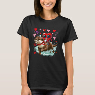 Valentine's Day Heart Sonnenbrille Reiten Otter An T-Shirt