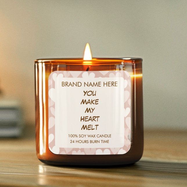 Valentine's Day Hearts Custom Candle Labels  Quadratischer Aufkleber (Von Creator hochgeladen)