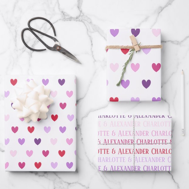 Valentine's Day Hearts Geschenkpapier Set (Vorderseite)