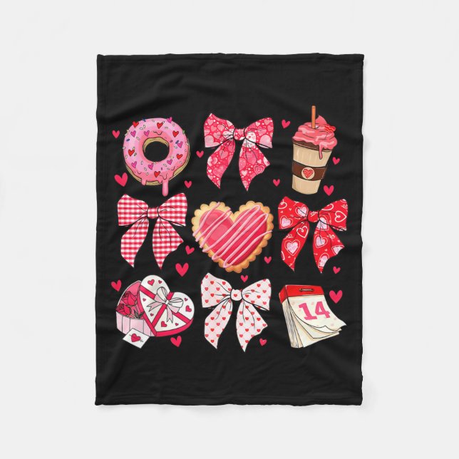 Valentines Day Hearts Leopard Coquette Bow Women G Fleecedecke (Vorderseite)