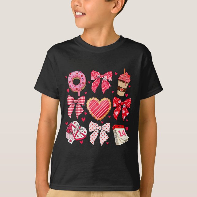 Valentines Day Hearts Leopard Coquette Bow Women G T-Shirt (Vorderseite)