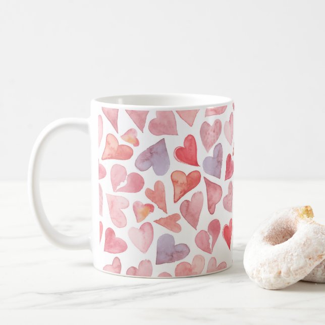 Valentines Day Hearts Mug Kaffeetasse (Mit Donut)