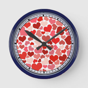 Valentine's Day Hearts Pattern Runde Wanduhr