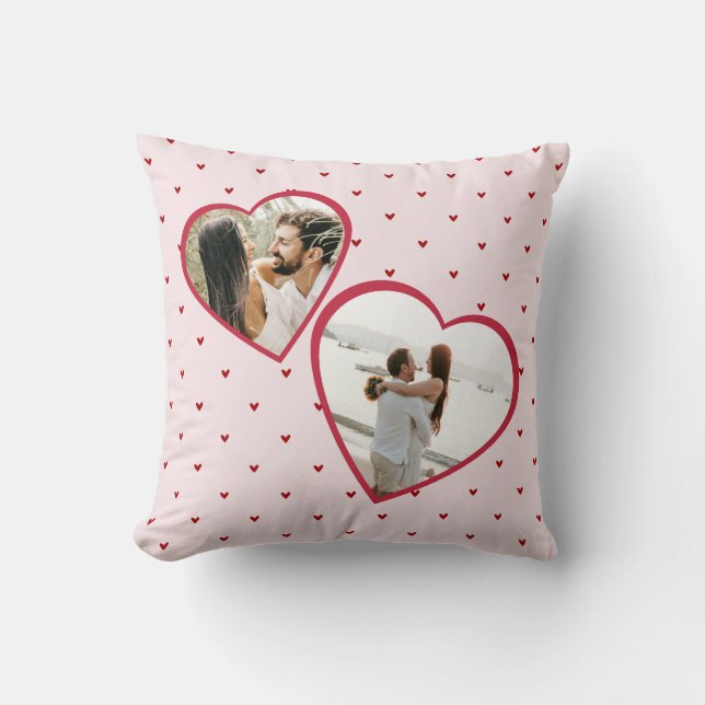 Valentine's Day Hearts Red Photo Collage Kissen (Vorderseite)