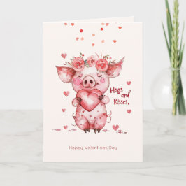 valentine's day Hogs & Kisses Funny Pig Feiertagskarte