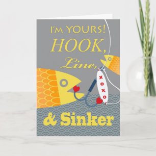 Valentine's Day Hook Line und Sinker Fishing Theme Karte