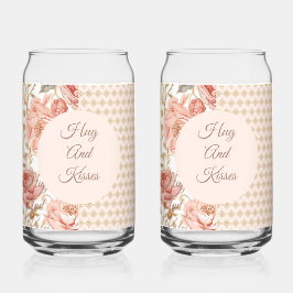 Valentine's Day, Hug and Kisses,Flowers,Gold Pixel Dosenglas