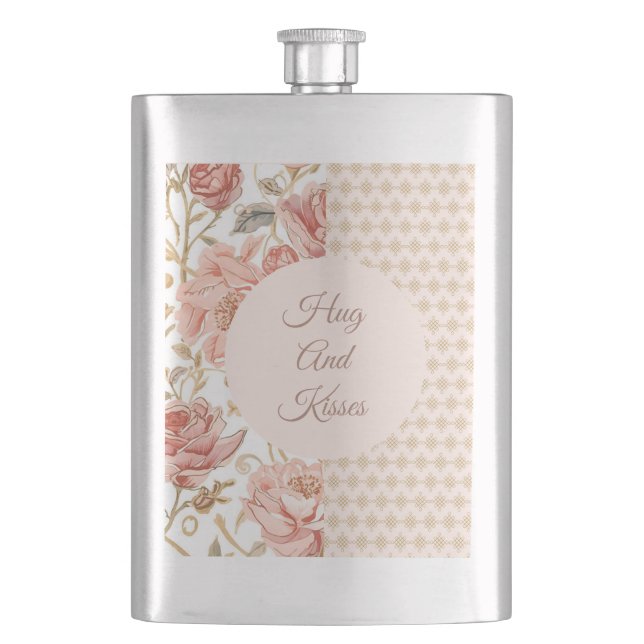 Valentine's Day, Hug and Kisses, Flowers, Pixels Flachmann (Vorderseite)