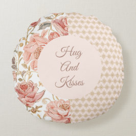 Valentine's Day, Hug and Kisses, Flowers, Pixels Rundes Kissen