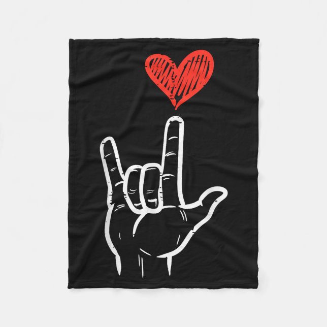 Valentines Day I Love You Hand Sign Asl Heart Wome Fleecedecke (Vorderseite)