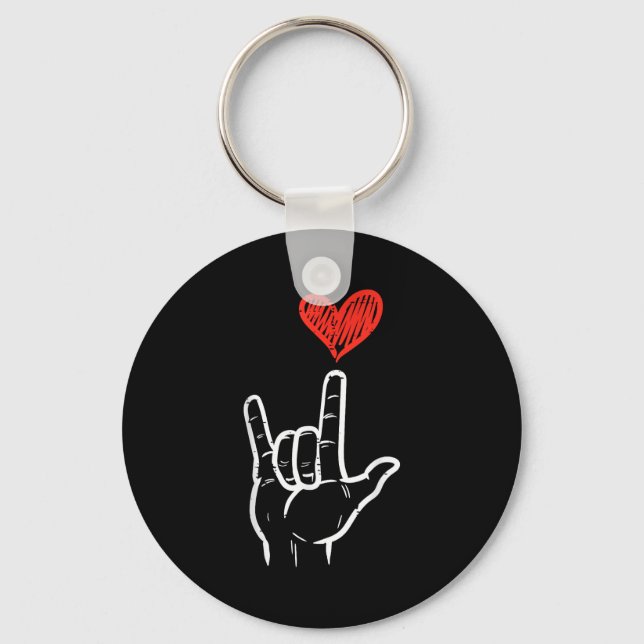 Valentines Day I Love You Hand Sign Asl Heart Wome Schlüsselanhänger (Vorderseite)