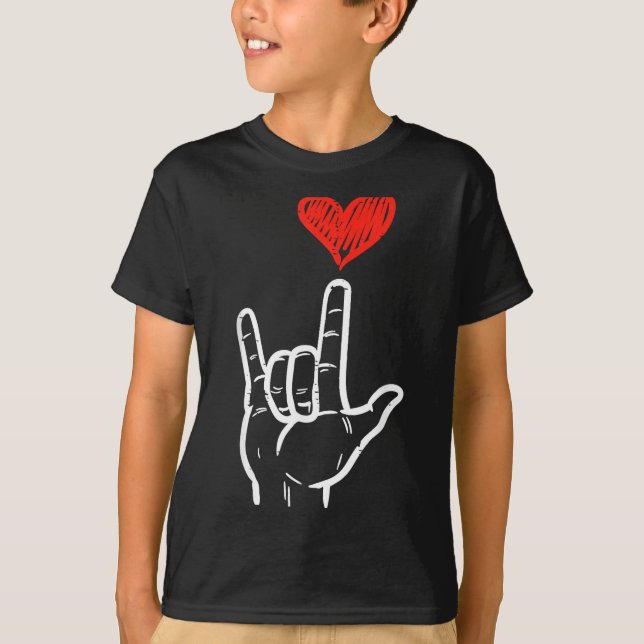 Valentines Day I Love You Hand Sign Asl Heart Wome T-Shirt (Vorderseite)