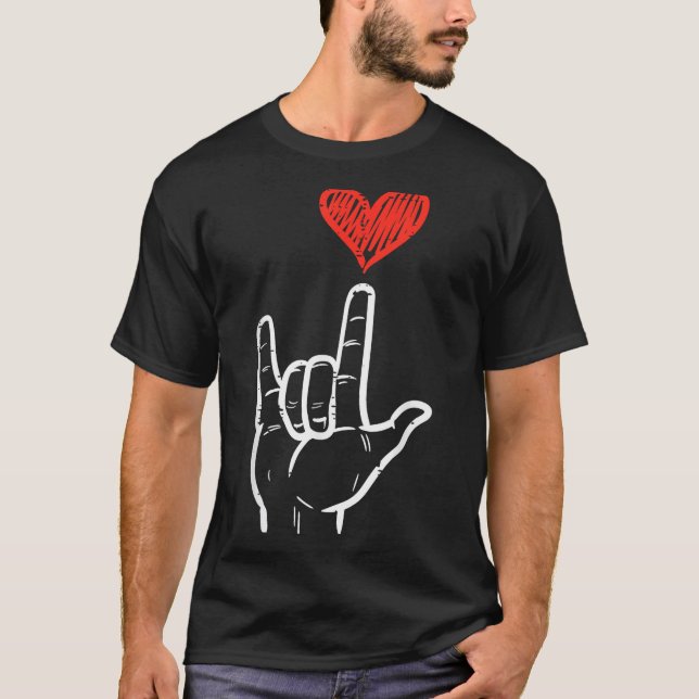 Valentines Day I Love You Hand Sign Asl Heart Wome T-Shirt (Vorderseite)
