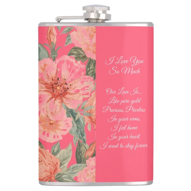 Valentines Day, I Love You So Much, Love Poem,  Flachmann (Vorderseite)