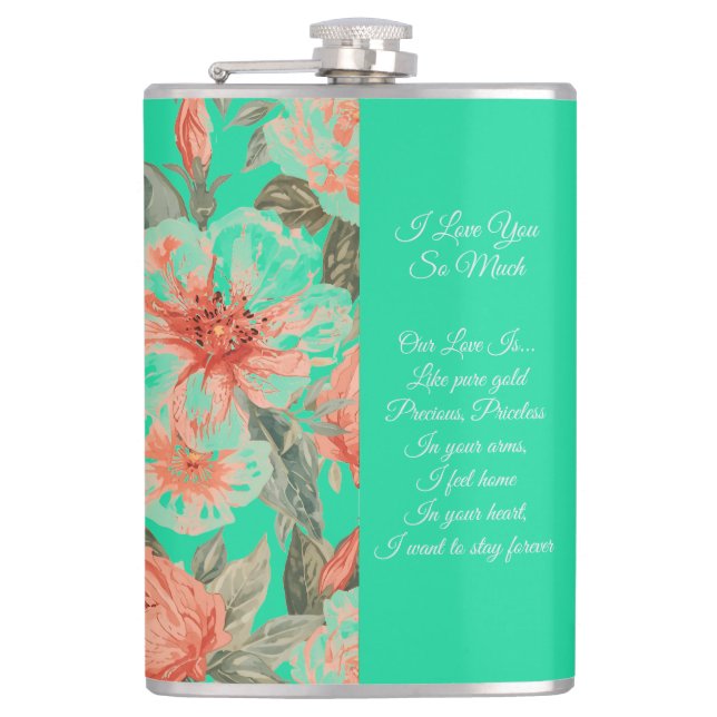 Valentines Day, I Love You So Much, Love Poem Flachmann (Vorderseite)