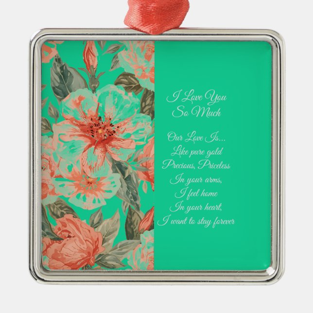 Valentines Day, I Love You So Much, Love Poem Ornament Aus Metall (Vorne)