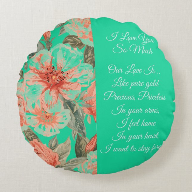 Valentines Day, I Love You So Much, Love Poem Rundes Kissen (Vorderseite)