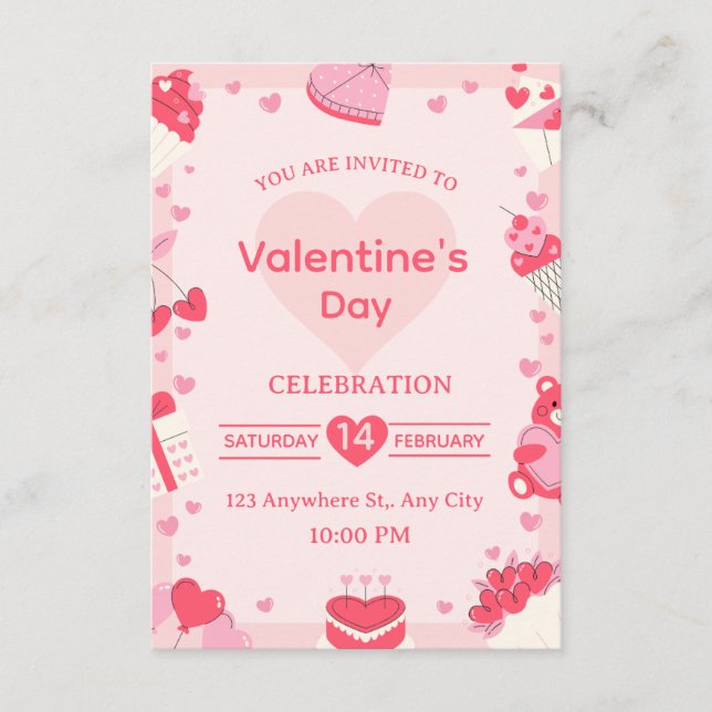 Valentine's Day Invitation Card Einladung (Vorderseite)
