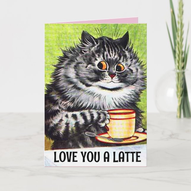 VALENTINE'S DAY KAFFEE CAT ART LIEBE GROSSE KARTEN (Vorderseite)