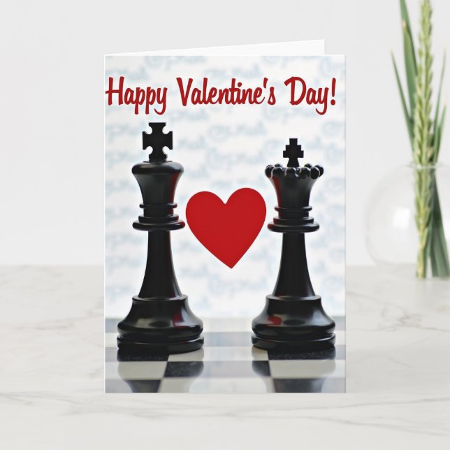 Valentines Day King Queen Heart Card Karte (Vorderseite)