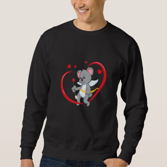 Valentines Day Koala Bear with Heart Arrow Cupid K Sweatshirt (Vorderseite)