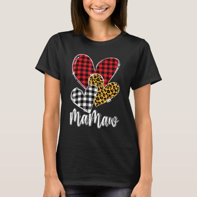 valentines day leopard mamaw Buffalo Plaid mamaw l T-Shirt (Vorderseite)