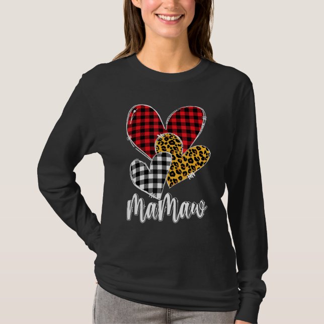 valentines day leopard mamaw Buffalo Plaid mamaw l T-Shirt (Vorderseite)