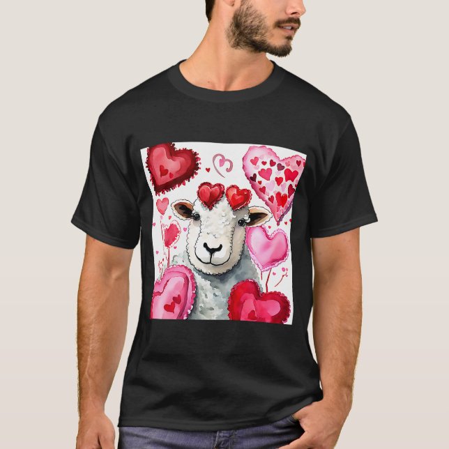 Valentine's Day Liebe Heart Sheep Girlfriend Fianc T-Shirt (Vorderseite)