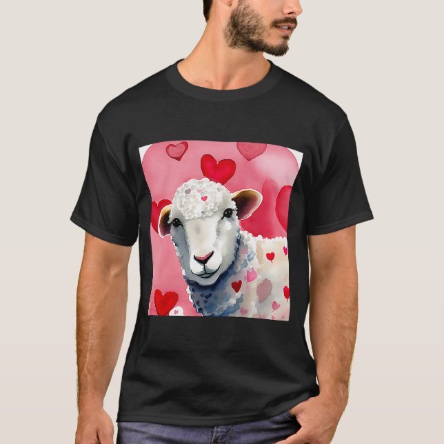 Valentine's Day Liebe Heart Sheep Girlfriend Fianc T-Shirt (Vorderseite)