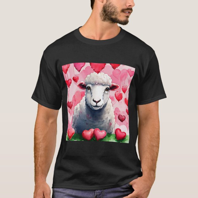 Valentine's Day Liebe Heart Sheep Girlfriend Fianc T-Shirt (Vorderseite)