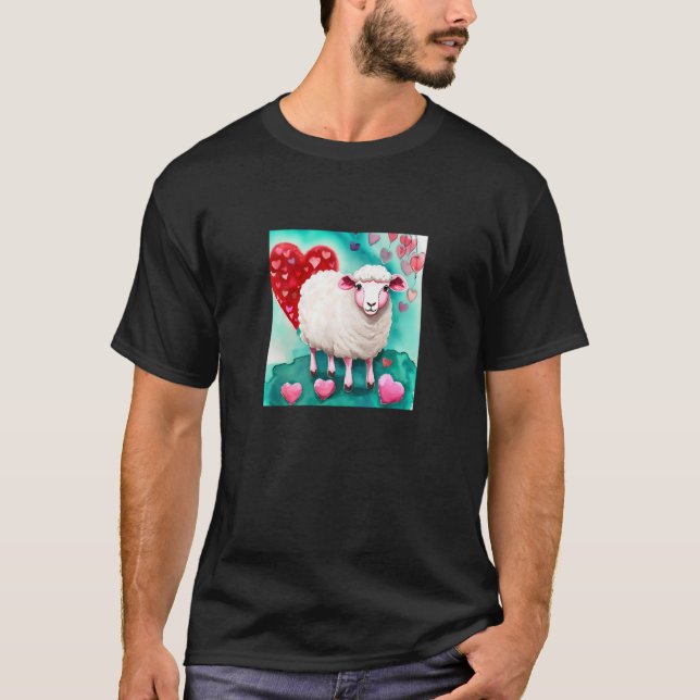 Valentine's Day Liebe Heart Sheep Girlfriend Fianc T-Shirt (Vorderseite)
