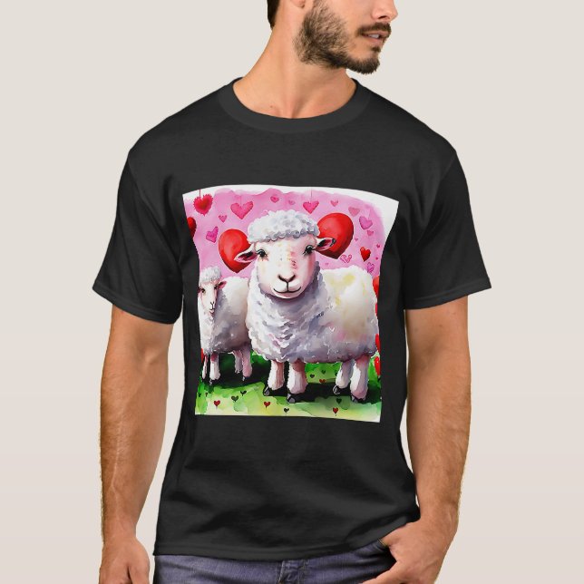 Valentine's Day Liebe Heart Sheep Girlfriend Fianc T-Shirt (Vorderseite)