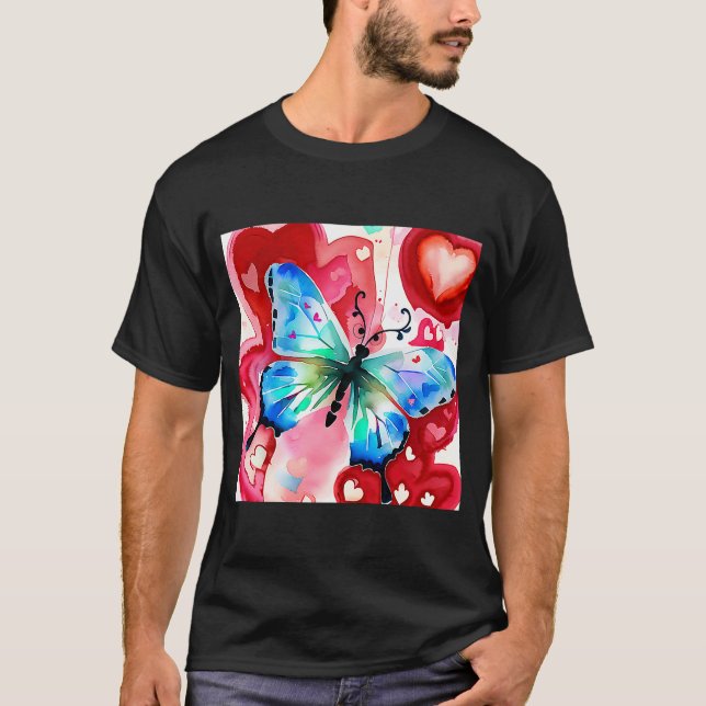 Valentine's Day Liebe Herz Butterfly Girlfriend Fi T-Shirt (Vorderseite)