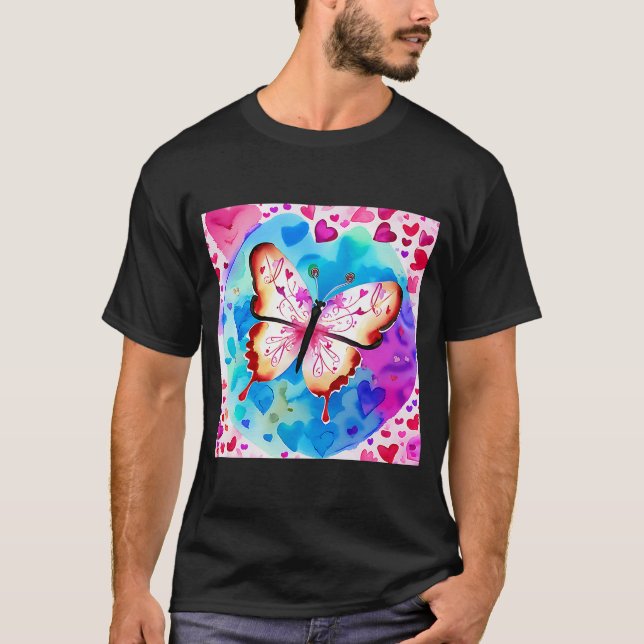 Valentine's Day Liebe Herz Butterfly Girlfriend Fi T-Shirt (Vorderseite)