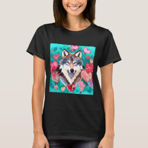 Valentine's Day Liebe Herz Niedlicher Wolf Freundi T-Shirt